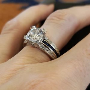 Jeulia Sterling and Sapphire Ring Size 6